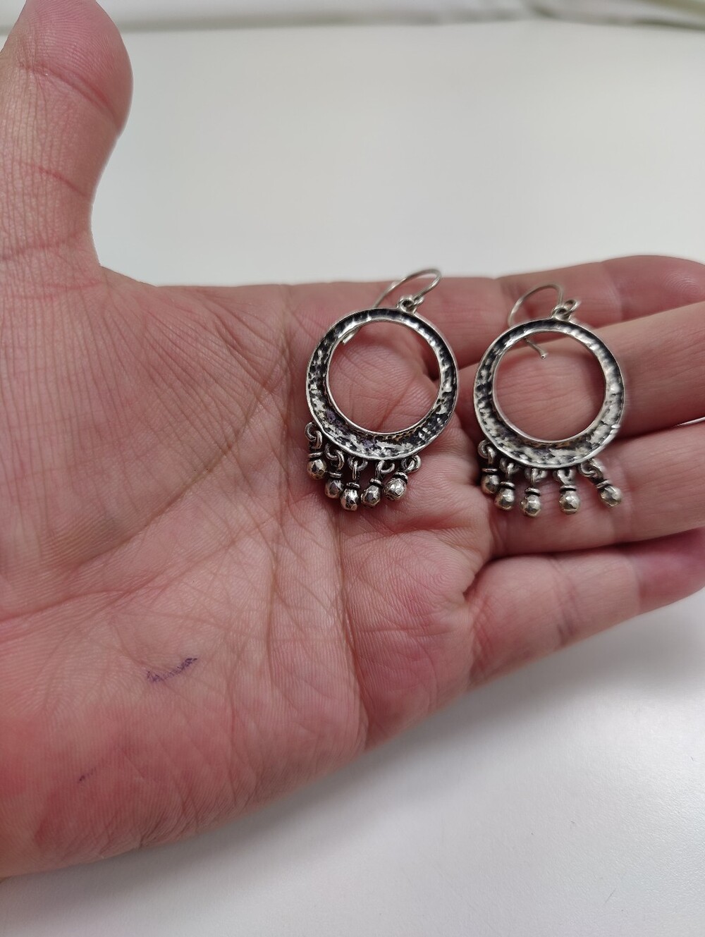 Silpada W1526 Cha Cha Earrings Sterling Silver 925 Retired Hammered Dangle Boho - Picture 5 of 9